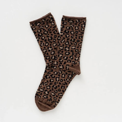 Chaussettes lurex à paillettes en lyocel léopard