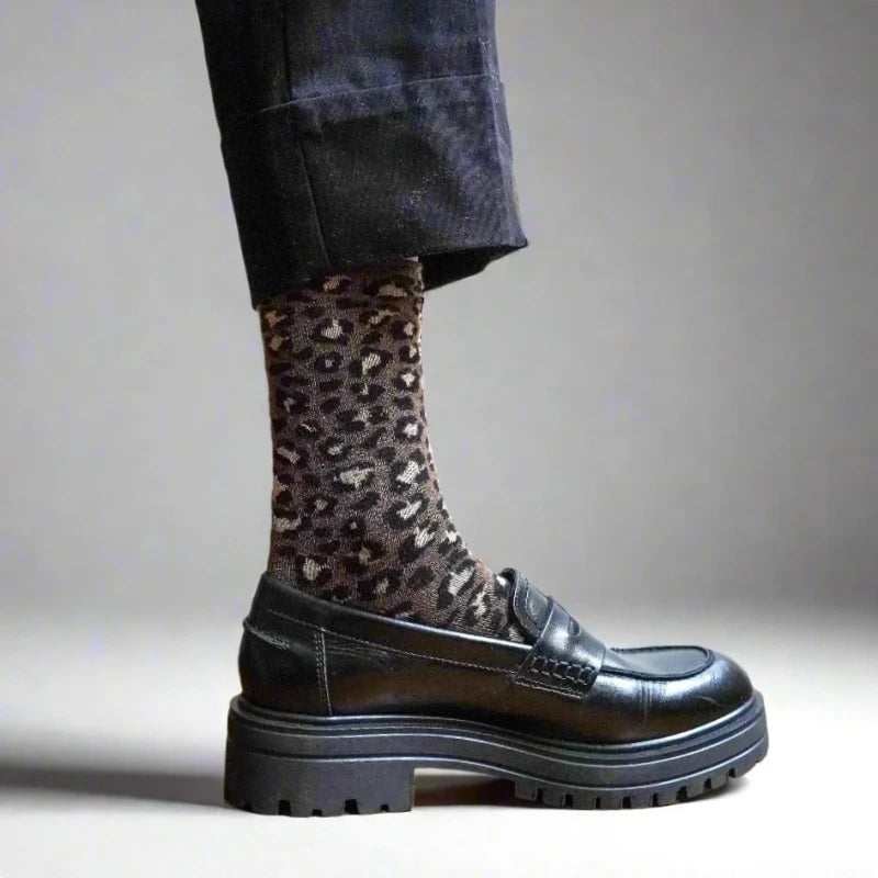 Chaussettes lurex à paillettes en lyocel léopard