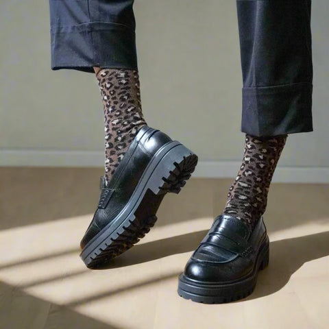 Chaussettes lurex à paillettes en lyocel léopard