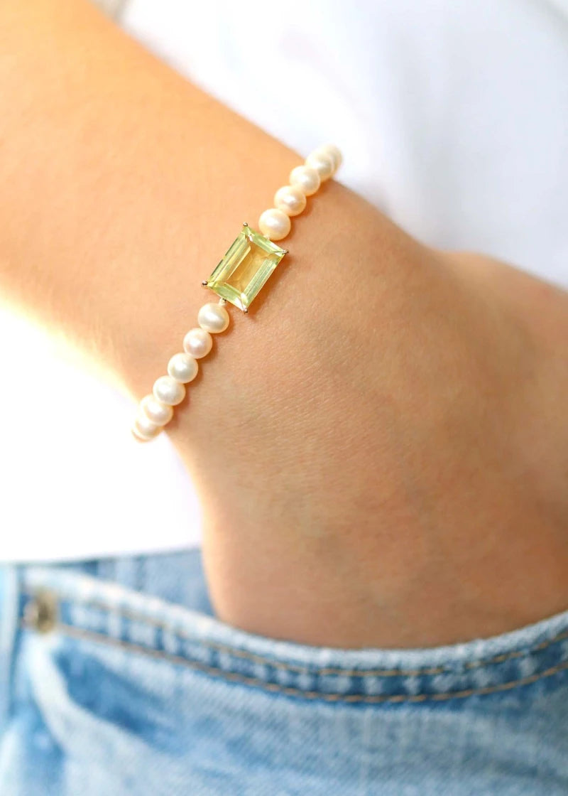 Bracelet Colette Perles d'eau douce et Quartz citron