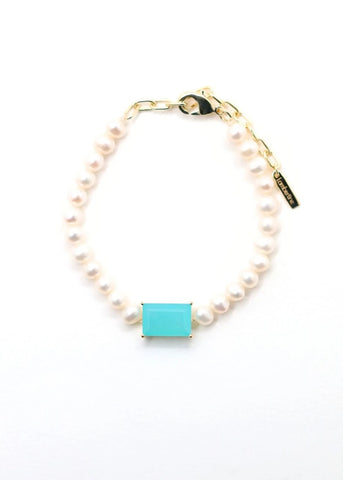 Bracelet Colette Perles d'eau douce et Calcédoine d'eau