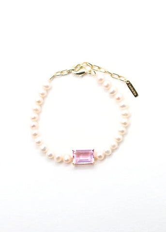 Bracelet Colette Perles d'eau douce et Quartz rose