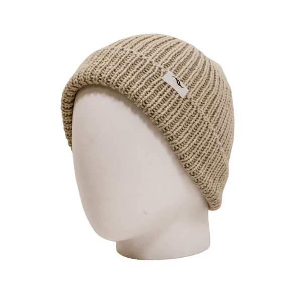Bonnet beige unisexe en laine et en fibre plastique recyclé 