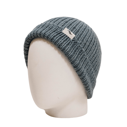 Bonnet bleu unisexe en laine d'Alpaga et en matière recyclée