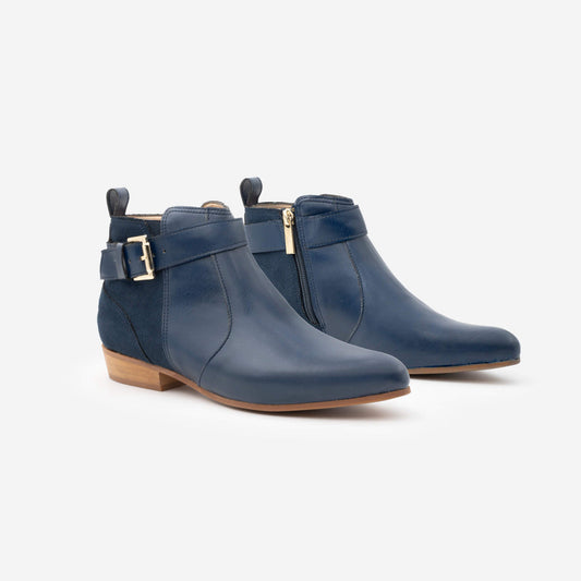 Bottines véganes bi-matière pour femmes Bleues Olympe - Meanwhile Boutique