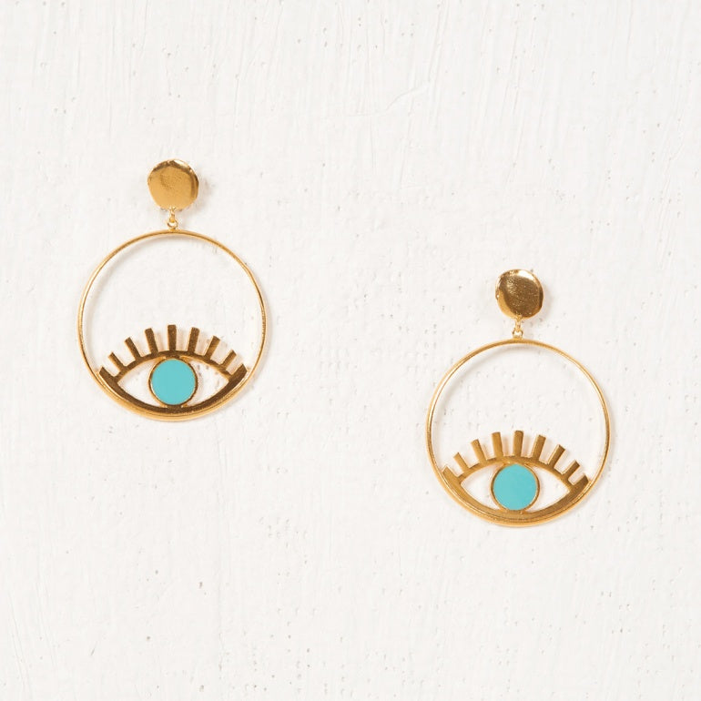 boucle d'oreilles or oeil fait main oriental