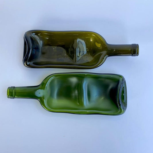 Bouteille de vin upcyclée double compartiment fondue à plat