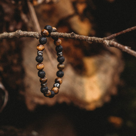 Ensemble De 3 Bracelets Homme En Pierres Naturelles - Œil De Tigre Et Lave - Réglables Et Extensibles - Cadeau Pour Père Ou Ami - 7