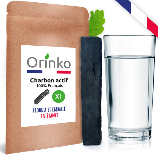 charbon actif 100% français pour purifier et filtrer de manière naturelle l'eau du robinet