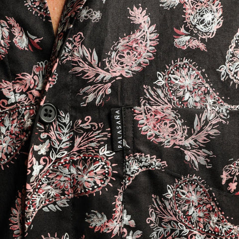 Chemise Khuna 3/4 unisexe motifs et Inspirations Paisleys en coton bio