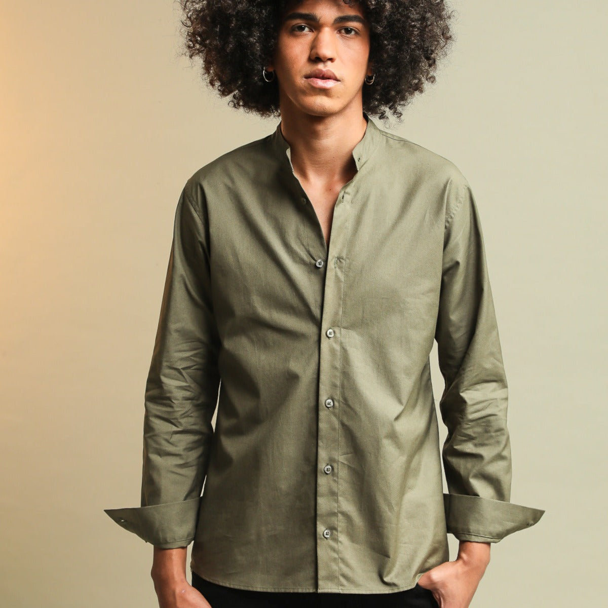 Chemise unisexe verte en coton Pima