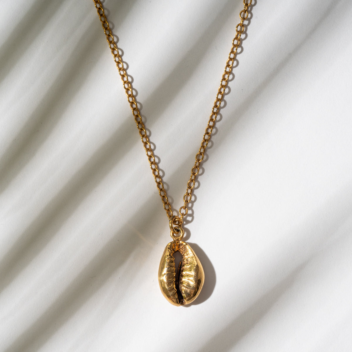Collier avec coquillage en laiton doré