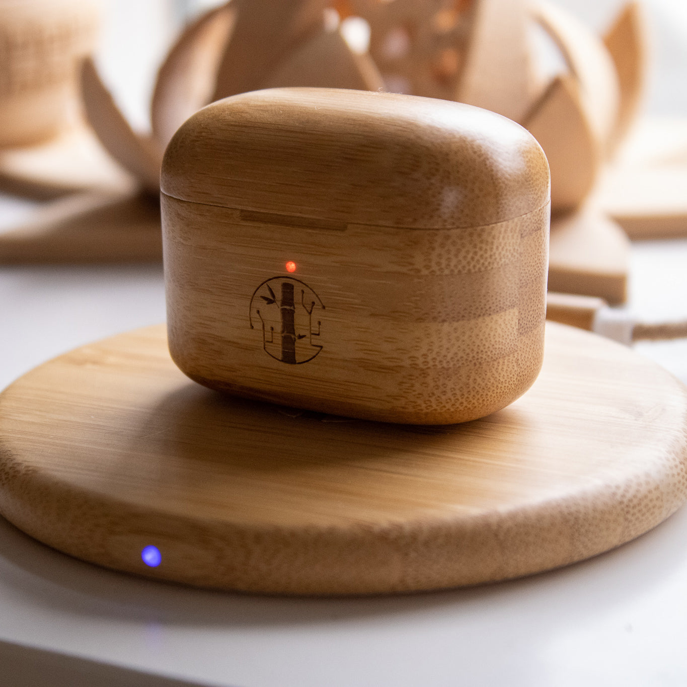 Écouteurs bluetooth sans fil en bambou et bio-plastique
