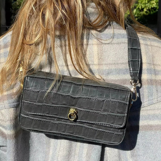 Sac Baguette cuir végan gris éléphant