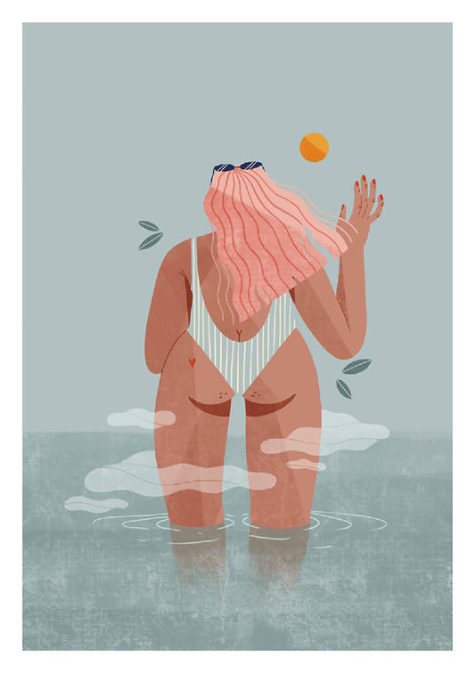 Illustration engagée papier recyclé La Baigneuse de l'artiste Ici Jozi