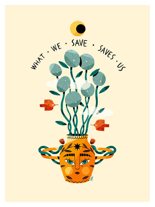Illustration engagée papier recyclé What We Save ici jozi