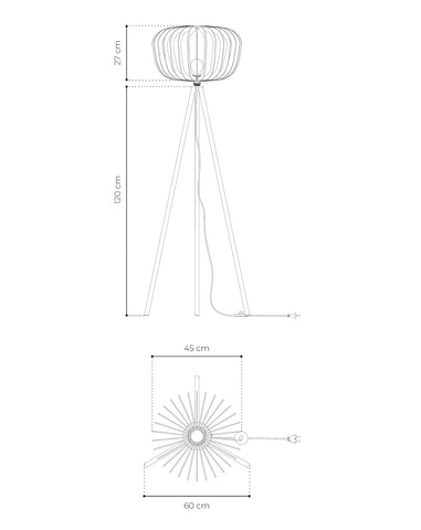 Lampadaire en bois design sur trépied - Agathe