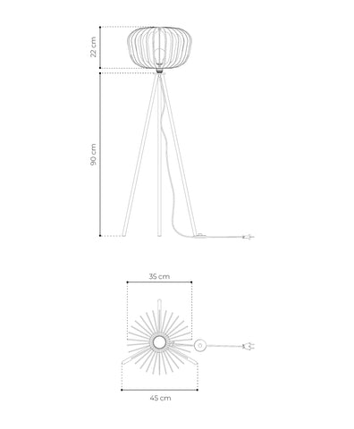 Lampadaire en bois design sur trépied - Agathe