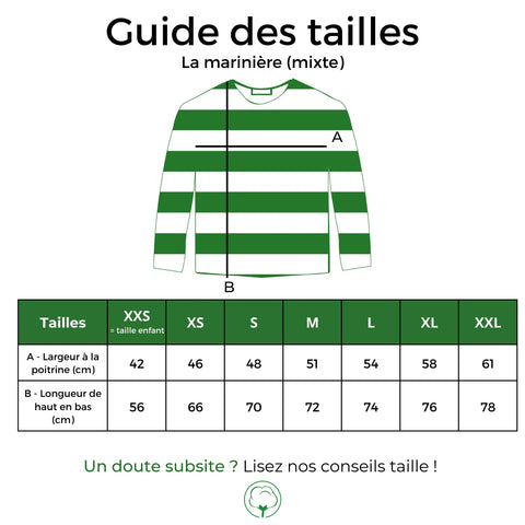T-shirt marinière unisexe manches longues en coton upcyclée