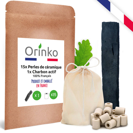 pack filtration charbon 100* français et perles en céramique purificateur d'eau