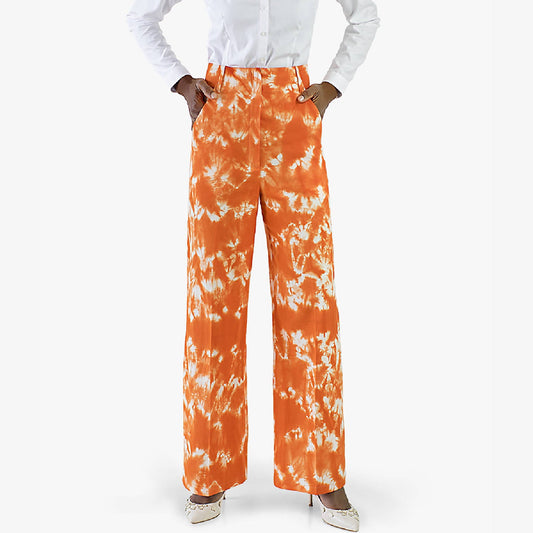 pantalon coton biologique orange écru tie and dye naturel fait main