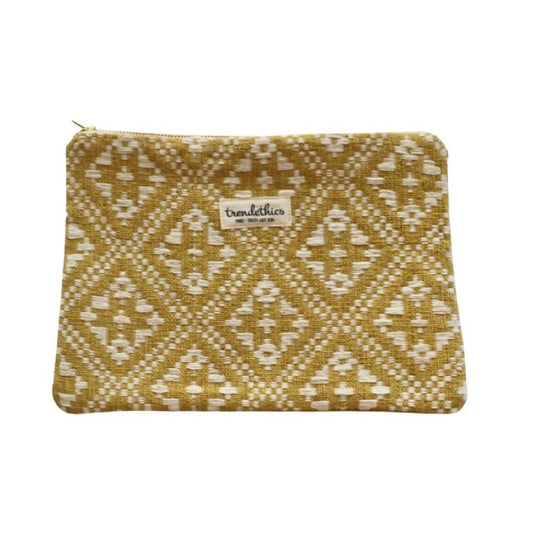 Pochette tissée en coton jaune vert