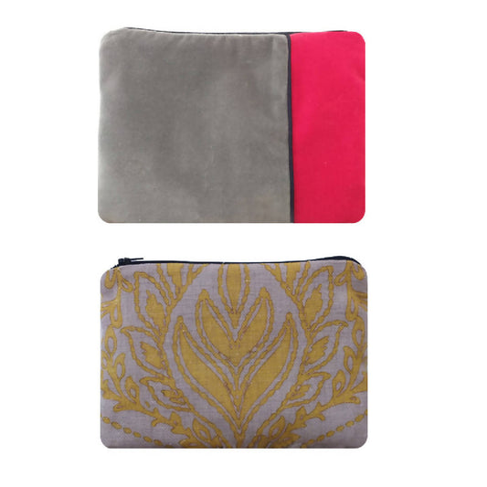 Pochette velour et lin upcyclés Printemps - Meanwhile Boutique
