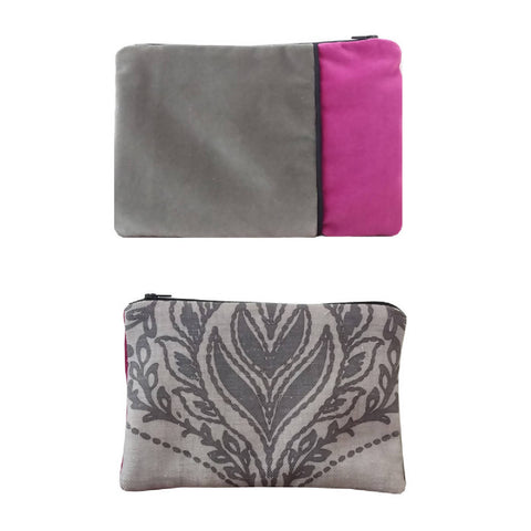 Pochette velour et lin upcyclés Printemps - Meanwhile Boutique