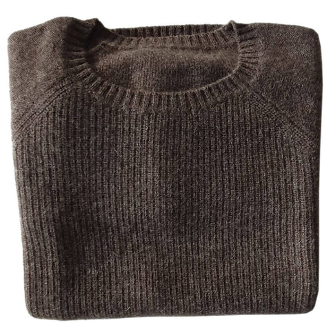 pull col en u marron 100% laine de yak