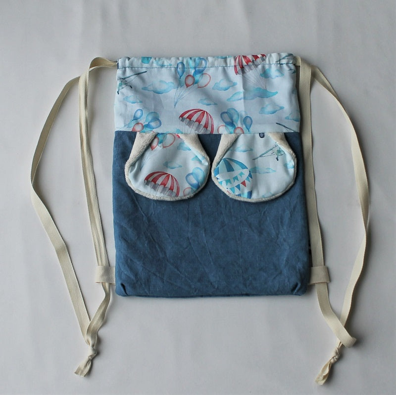 Sac à dos oreilles de lapin en tissu upcyclé 