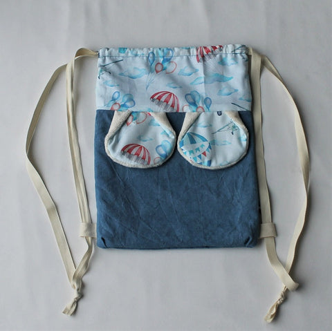Sac à dos oreilles de lapin en tissu upcyclé 