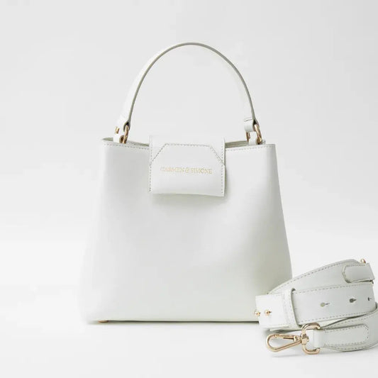 Sac à main et bandoulière blanc en cuir végan 