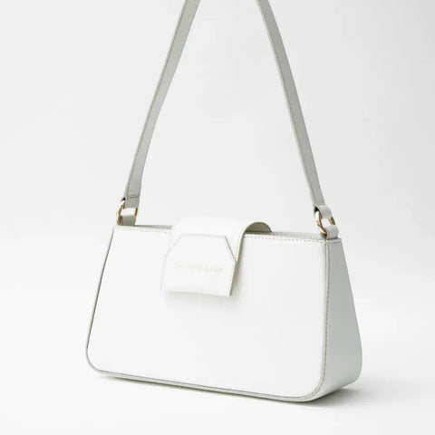 Sac à main baguette tendance blanc en cuir végan 