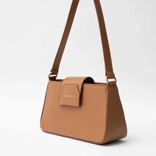 Sac à main baguette tendance camel en cuir végan 