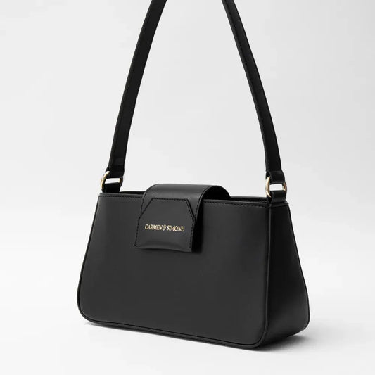 Sac à main baguette noir en cuir végan 