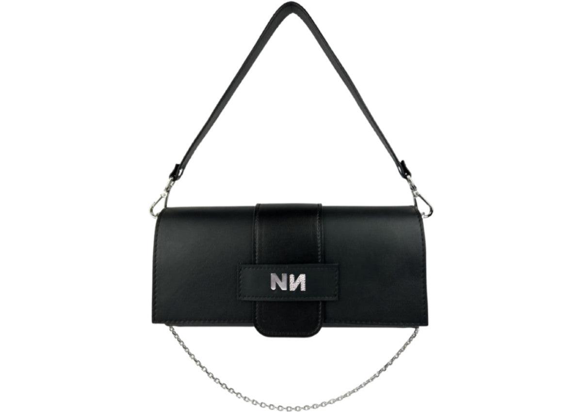 Sac baguette noir en cuir végan de cactus I Pampelonne avec bijoux