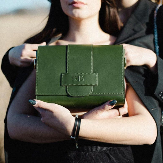 Sac bandoulière cuir de cactus I Le Salin I Vert - Meanwhile Boutique
