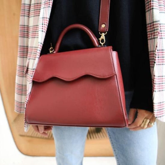 sac bandouliere cuir vegan rouge