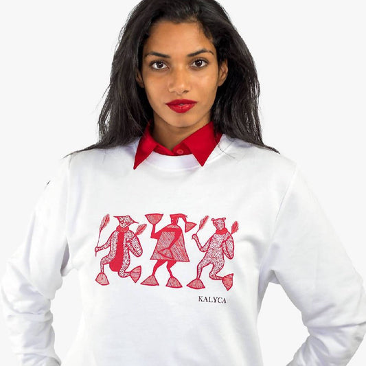 sweatshirt blanc et rouge unisexe oversize mode éthique coton bio polyester recyclé kalyca 