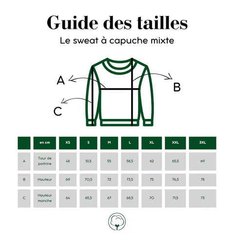 Sweat à capuche unisexe 100% coton bio