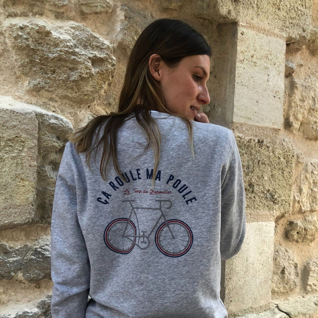 Sweatshirt gris mixte réfléchissant pour cyclistes matières recyclées mode éthique marque française