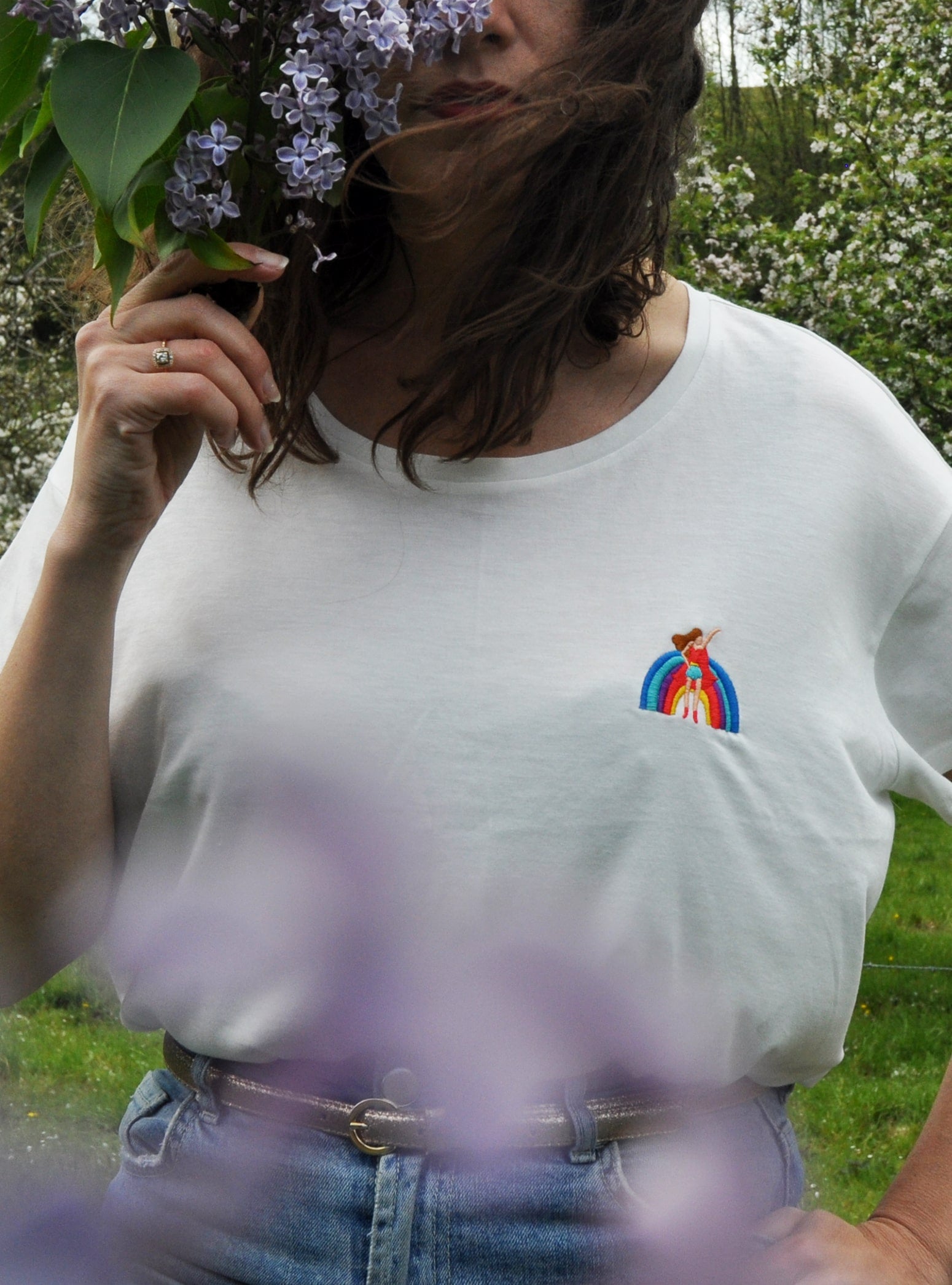 T-shirt blanc Rainbow Girl & Man - Meanwhile Boutique