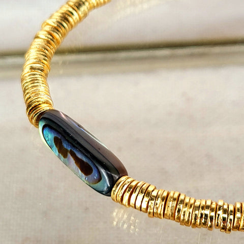 Bracelet cérémonial en Abalone avec pierres fait main